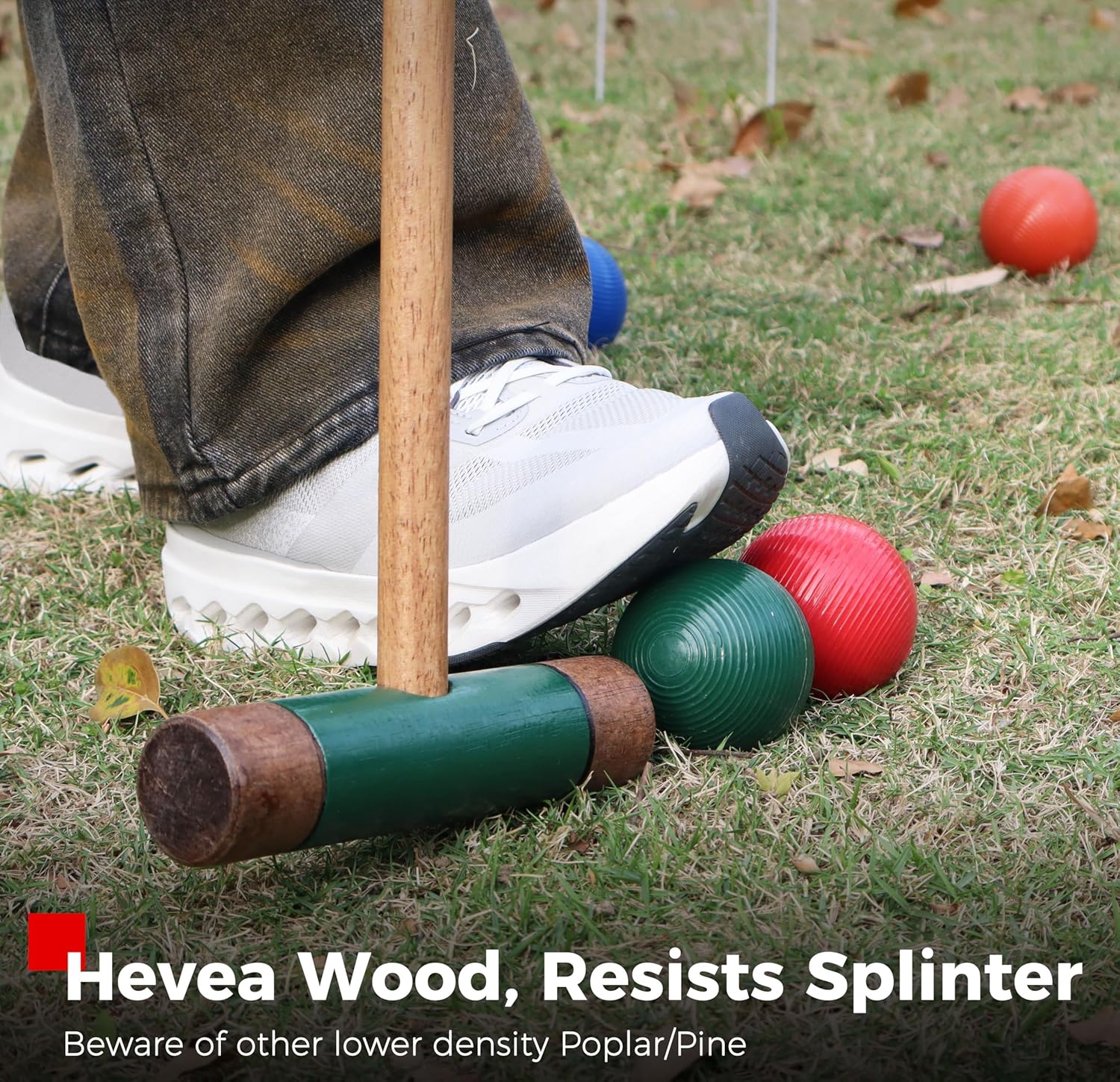 Sport Beats Croquet Set - Six Player Rubberwood Mallets, 32 Inch, Carry Case & Accessories for Outdoor Fun