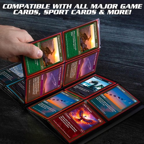 Monster Trading Card Album - Matte Black Binder with Anti-Theft Protection | Holds 160 Cards, Side Loading Pockets