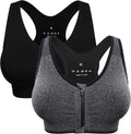 Skiennix Women's Zip Front Sports Bra - Wireless Comfort for Post-Surgery & Yoga | Activewear