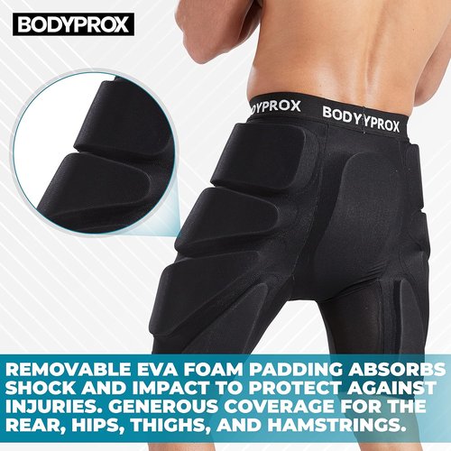 Bodyprox Protective Padded Shorts - 3D Hip, Butt & Tailbone Protection for Snowboarding, Skiing & Skating