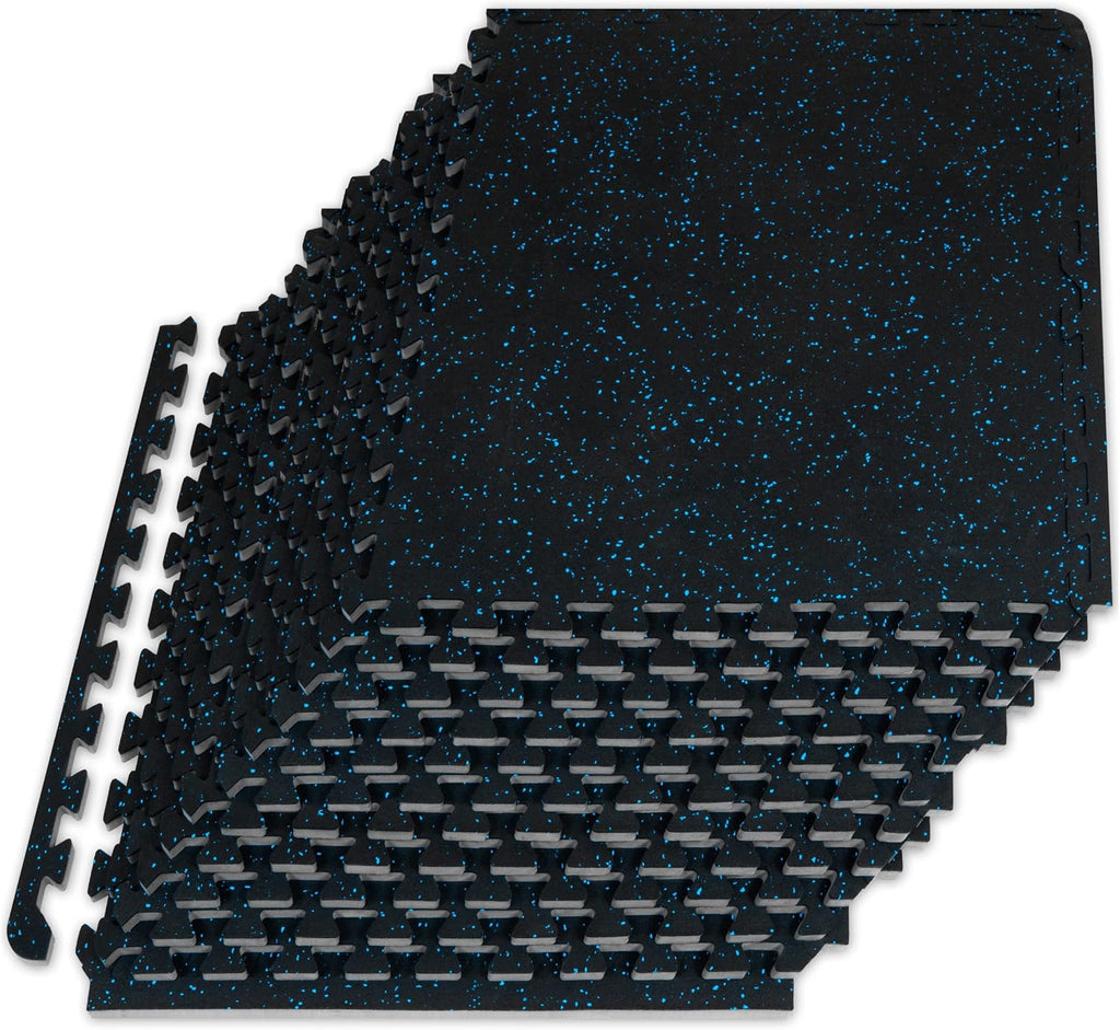ProsourceFit Rubber Top Exercise Puzzle Mat - EVA Foam Interlocking Tiles for Home Gym | ½-Inch & ¾-Inch, 24 SQ FT or 48 SQ FT