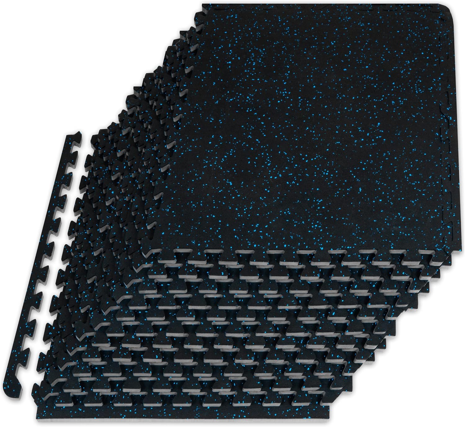 ProsourceFit Rubber Top Exercise Puzzle Mat - EVA Foam Interlocking Tiles for Home Gym | ½-Inch & ¾-Inch, 24 SQ FT or 48 SQ FT