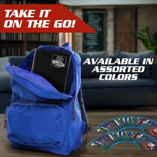 Monster Trading Card Album - Matte Black Binder with Anti-Theft Protection | Holds 160 Cards, Side Loading Pockets