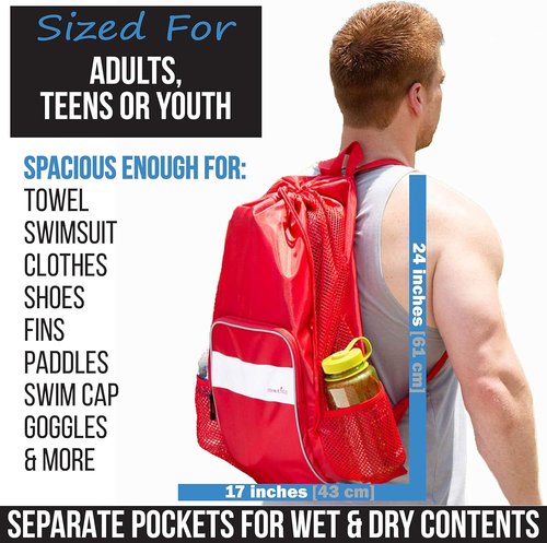 Athletico Mesh Swim Bag - Versatile Pool Bag With Wet & Dry Compartments | Ideal for Swimming, Beach & Camping