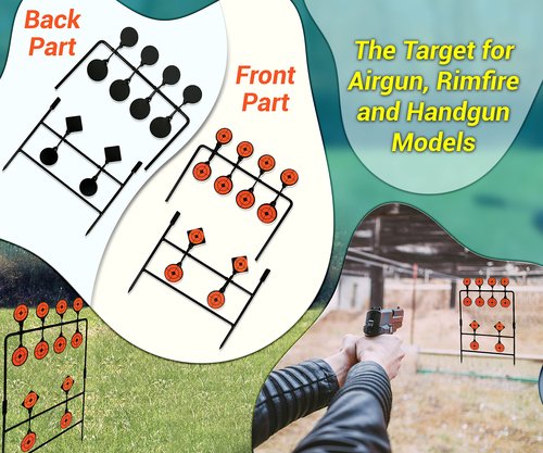 ARSUK Self Resetting Air Rifle Airgun Target for Precision Shooting Practice, Airsoft BB Guns Target Heavy-Duty Metal Frame to Withstand Repeated Shots, Suitable for calibers .177 & .22 Pellets