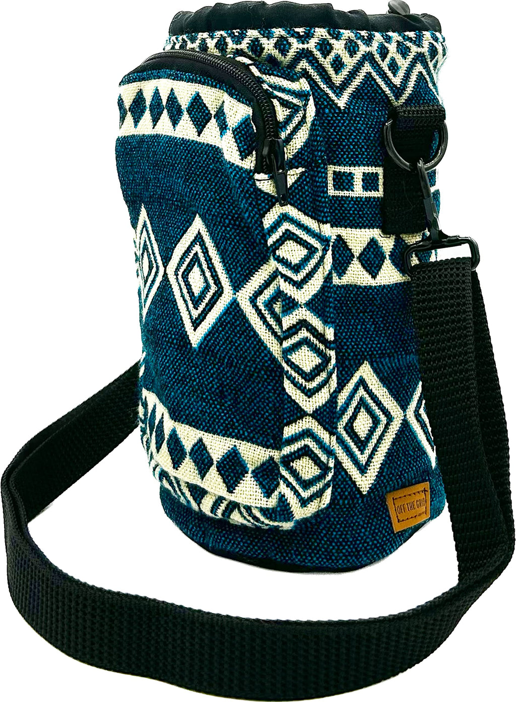 Water Bottle Holder with Strap & Pocket for Phone, Card, Cash or Keys | Bottle Sleeve Carrier for Walking, Backpacking | Hydro and Iron Flask Sling Bag | Camping Accessories (64, Laguna Blue)