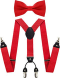 JEMYGINS Solid Color Suspender & Silk Bow Tie Set - Elegant Men's Accessories | Perfect for Weddings