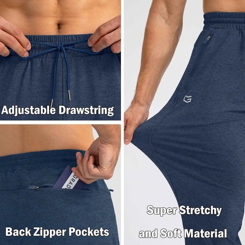 G Gradual Men's Tapered Joggers - Athletic Sweatpants with Zipper Pockets for Workouts & Running