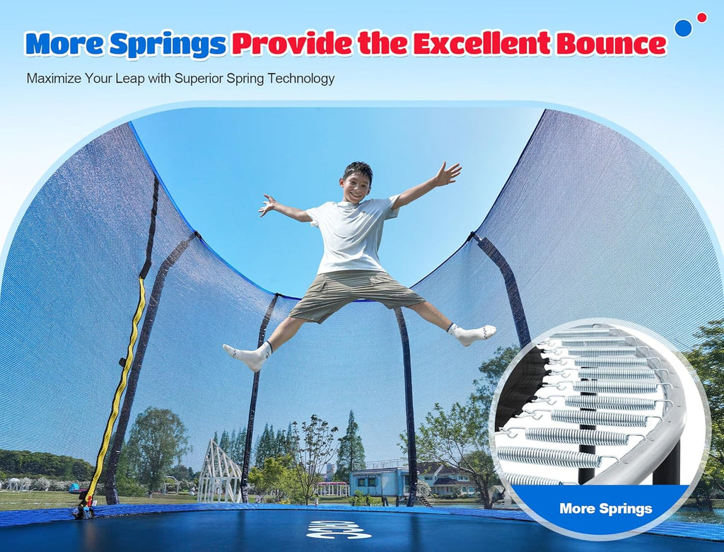 ORCC Oval Outdoor Trampoline - Safe Recreational Gymnastics Trampoline for Kids | Heavy-Duty Steel Frame