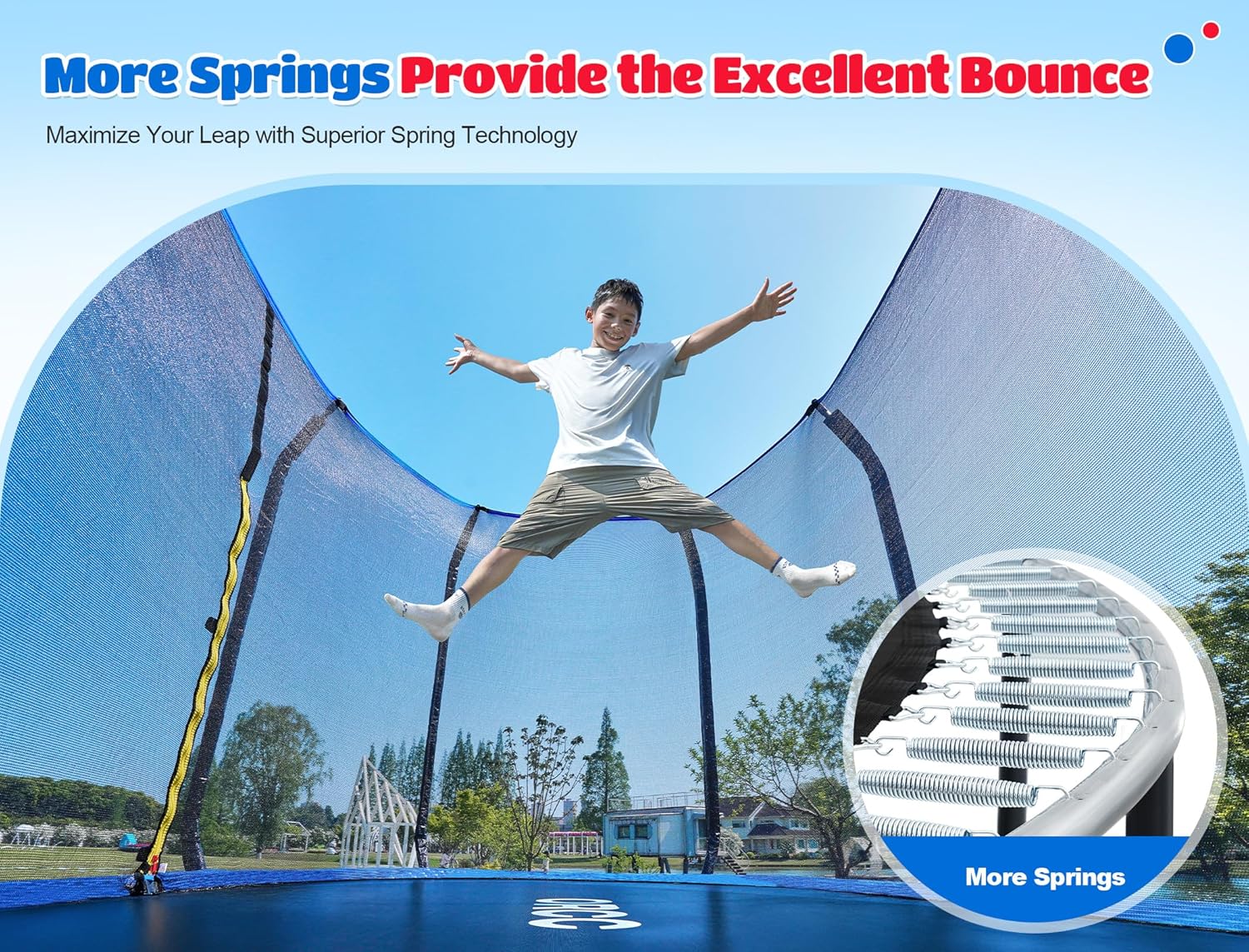 ORCC Oval Outdoor Trampoline - Safe Recreational Gymnastics Trampoline for Kids | Heavy-Duty Steel Frame