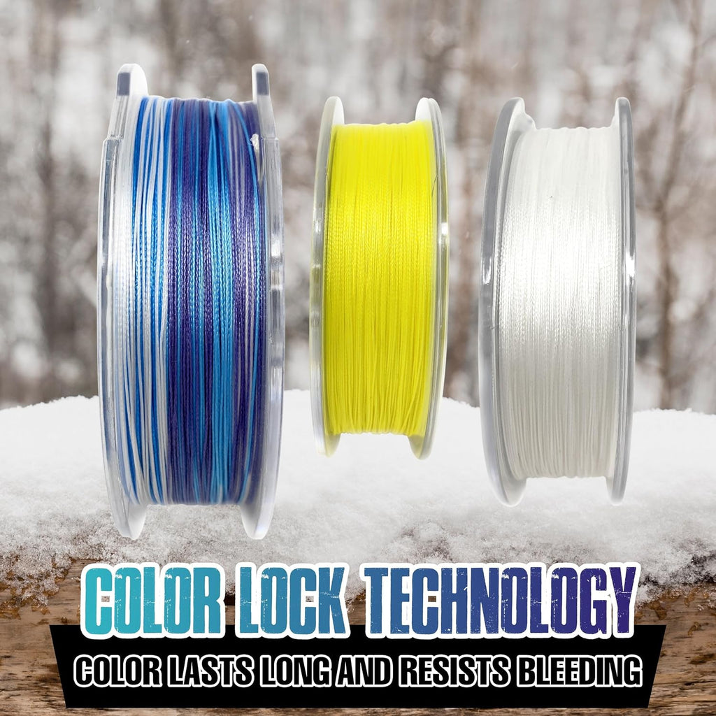 Reaction Tackle Braided Ice Fishing Line - 8 Strands, Zero Memory, 150 Yards of Super Strong Power