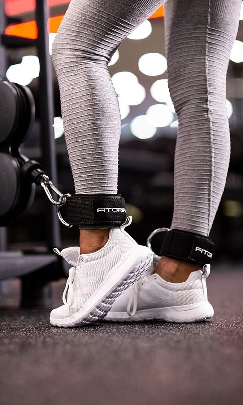 Fitgriff® Ankle Straps V2 - Leg Pulley Attachment for Cable Machine | 2-Piece Kickback Straps for Gym Workouts