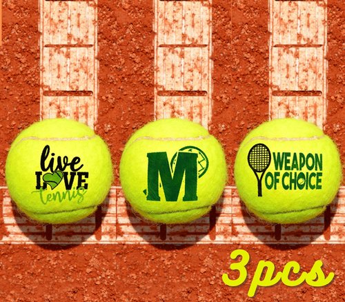 CybGene Tennis Gifts, Personalized Tennis Ball, Set of 3 Unique Tennis Balls with Gift Package, Perfect for Tennis Teammate, Partners - Initial R