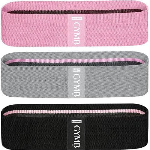 Gymbee Resistance Bands for Working Out - Exercise Bands to Workout Glutes, Thighs & Legs - No-Slip Cloth Booty Belt for Gym & Home Fitness, Yoga, Strength & Pilates for Men/Women - 3 Levels