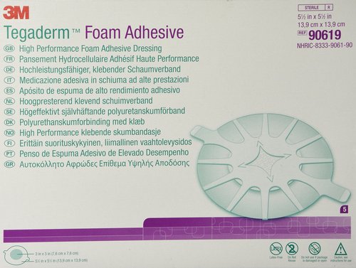 3M Tegaderm High Performance Adhesive Foam Dressing, 5-1/2" Square