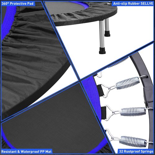 HYD-Parts Mini Trampoline for Adults & Kids - Adjustable Bar, Indoor Fitness Rebounder | Max Load 440lbs