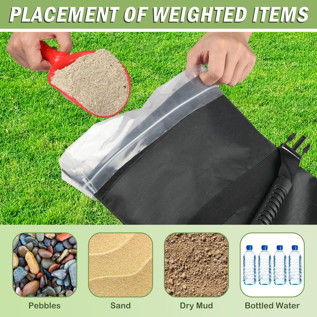 Esmorah Umbrella Base Weights Sand Bags, 2 Pack 45lbs Fillable Weight Bags to Hold Things Down, Black Weighted Base Sandbags for Outdoor Furniture Patio Cantilever Umbrellas Stand (Without Sand)