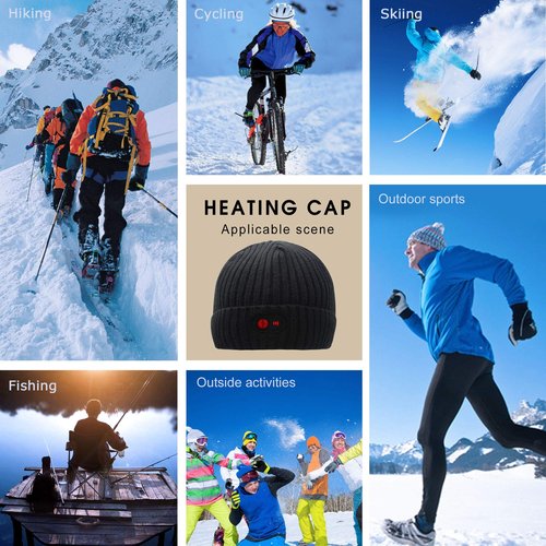 SVPRO Heated Beanie Hats for Men Women,Rechargeable Battery Heated Winter Hat Electric Knit Skull Cap,Outdoor Heated Hat Unisex Cold Weather Hats