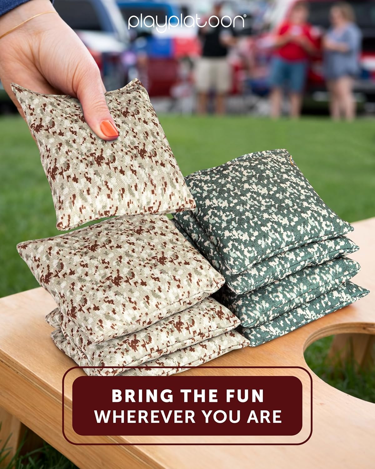 Play Platoon Cornhole Bags - Weather Resistant Set of 8 | Official Professional Size & Weight