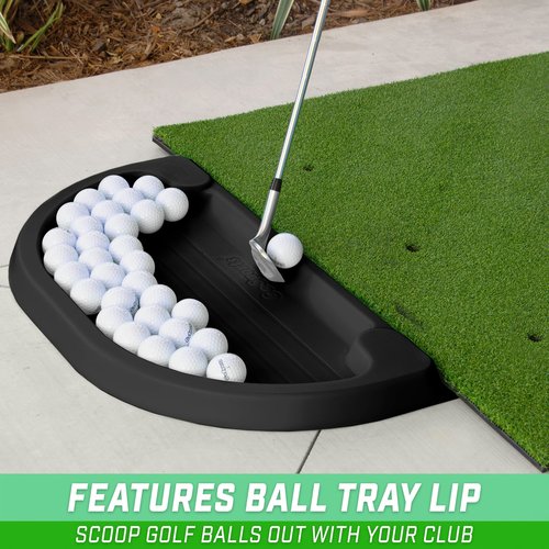 GoSports All-Weather Golf Ball Tray - 70 Ball Capacity - Compatible with All Hitting Mats - Black