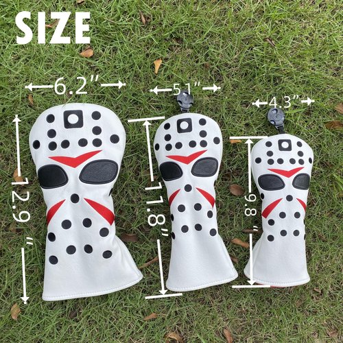 NEwoilkwo 1pc Golf Driver Headcover - Red Cartoon Faux Leather Golf Club Head Cover - Driver, Fairway Wood, Hybrid - Golf Gift for Men