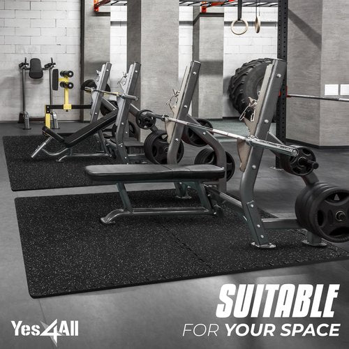 Yes4All Rubber Gym Flooring for Home Gym, 0.56" Thick Gym Flooring Tiles, EVA Foam Mats with Rubber Top, Protective Flooring Mat
