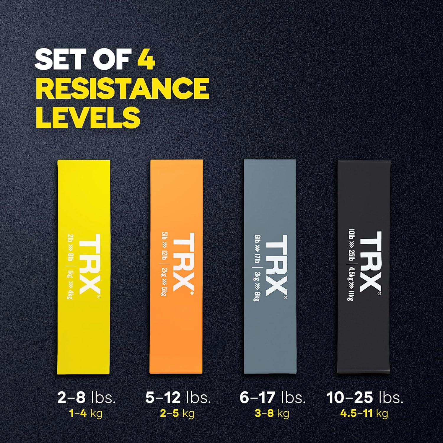 TRX Training Exercise Bands - Portable Workout Equipment for All Fitness Levels | Set of 4