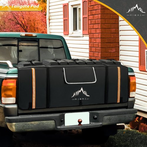 GoHimal Tailgate Pad Pro for Mountain Bike, Tailgate Bike Pads Up to 5 Off-Road Bicycle on Most Full-Size Trucks, with Reflective Strips and Tool Pockets