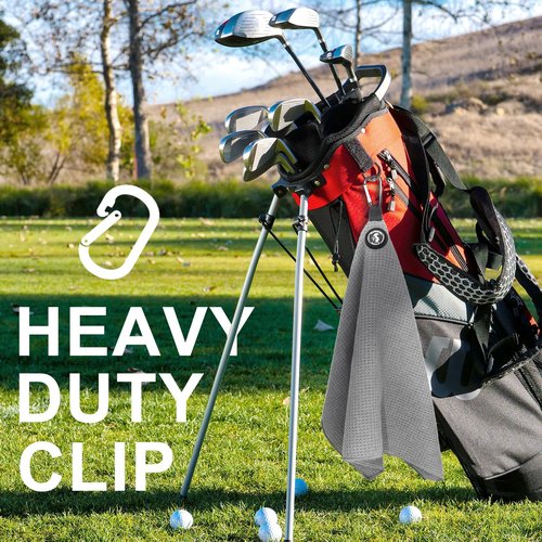 Eunzel Magnetic Golf Towel, Microfiber Waffle Golf Towel with Clip and Strength Industrial Strength Magnet for Strong Hold to Golf Bags, Carts and Clubs 15.7"x 23.6",Dark Grey