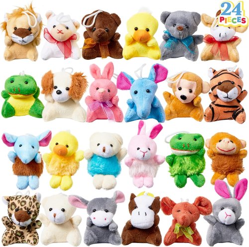 JOYIN Mini Animal Plush Toy Assortment - 24 Pack of 3" Keychain Decorations for Kids | Perfect Party Favors