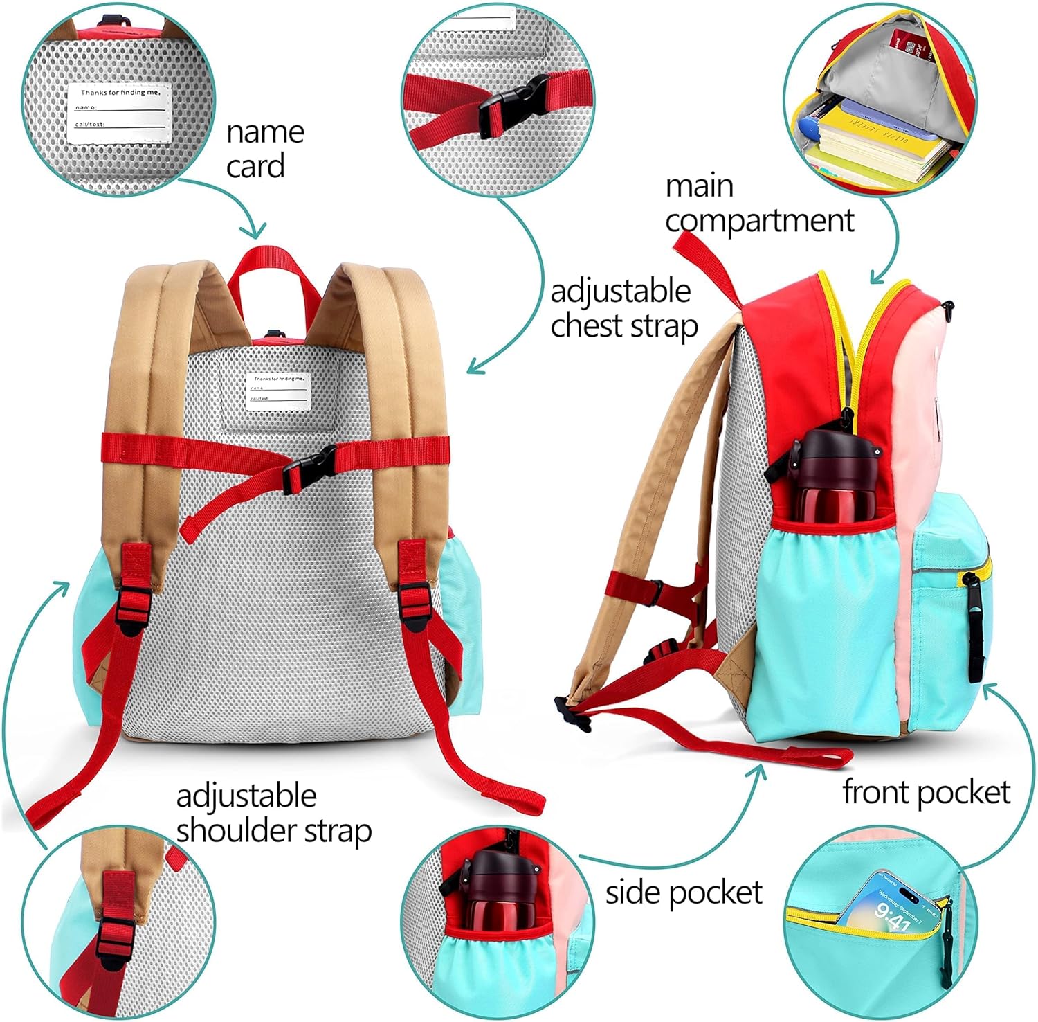 Skiennix Preschool Toddler Backpack - Mini School & Travel Bag for Boys and Girls | 11.6" Height