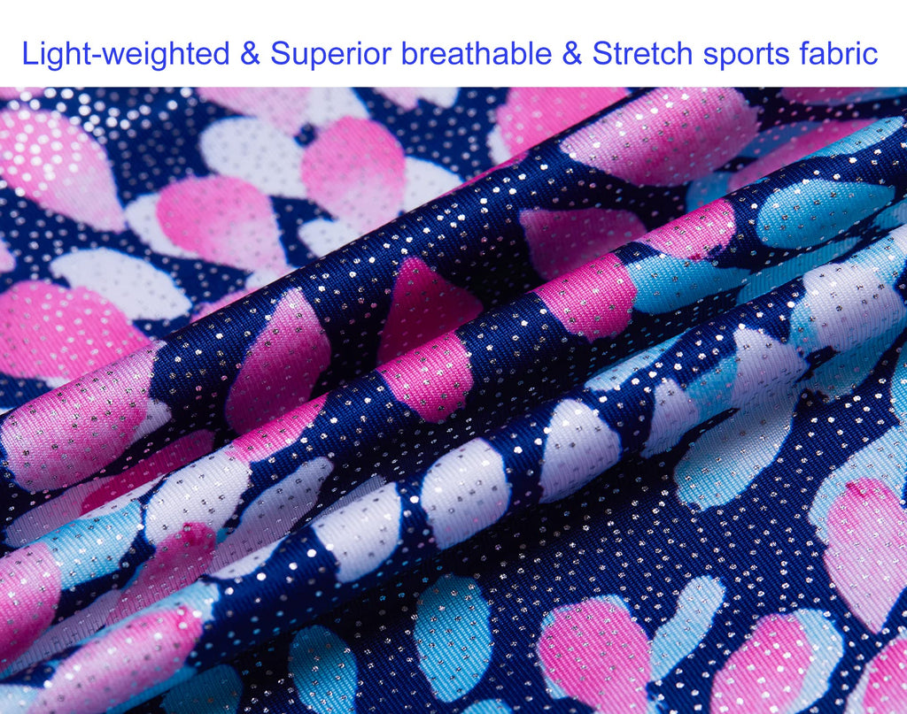 Domusgo Girls Gymnastics Leotards Size 6-7 Years Old Sparkly Round Flowers Blue Sleeveless Outfits Practice Tank