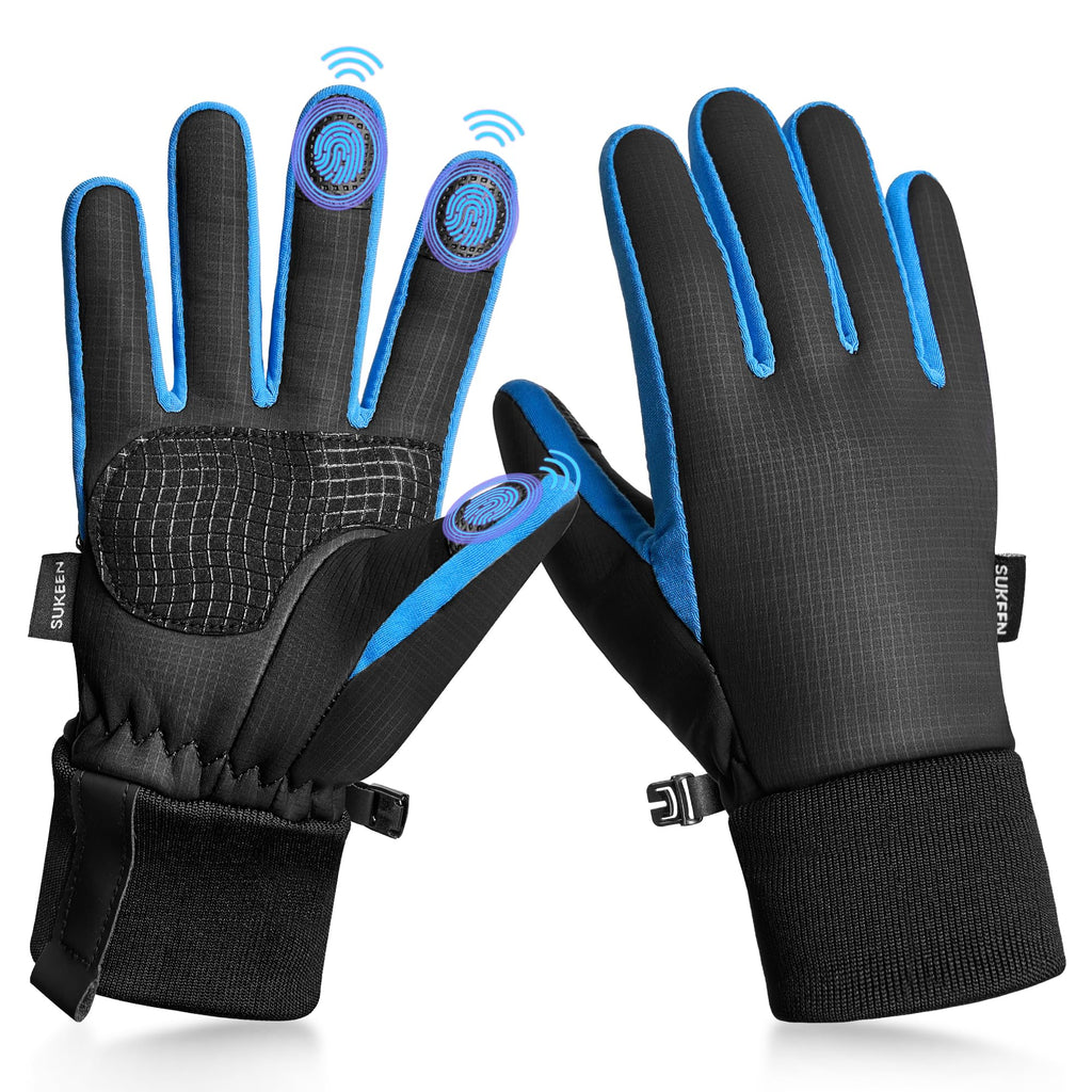 Sukeen Kids Winter Warm Gloves for Boys Girls Windproof PU Cold Weather Gloves Aged 4-14 Anti-Slip Gloves for Cycling Outdoor