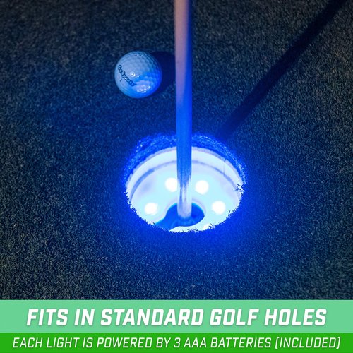 GoSports Light Up Golf Hole Lights 3 Pack - Great for Low Light Golf Play, Putting Practice, Chipping Practice and More