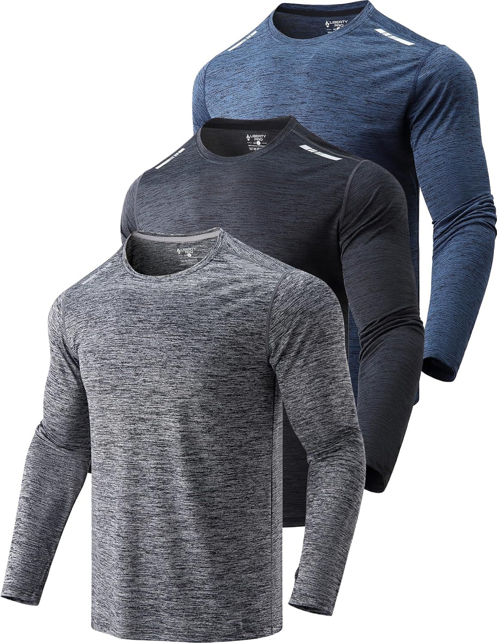 Skiennix Men's Dry Fit Long Sleeve T-Shirts - Lightweight Athletic Performance Tops | 3 Pack for Hiking