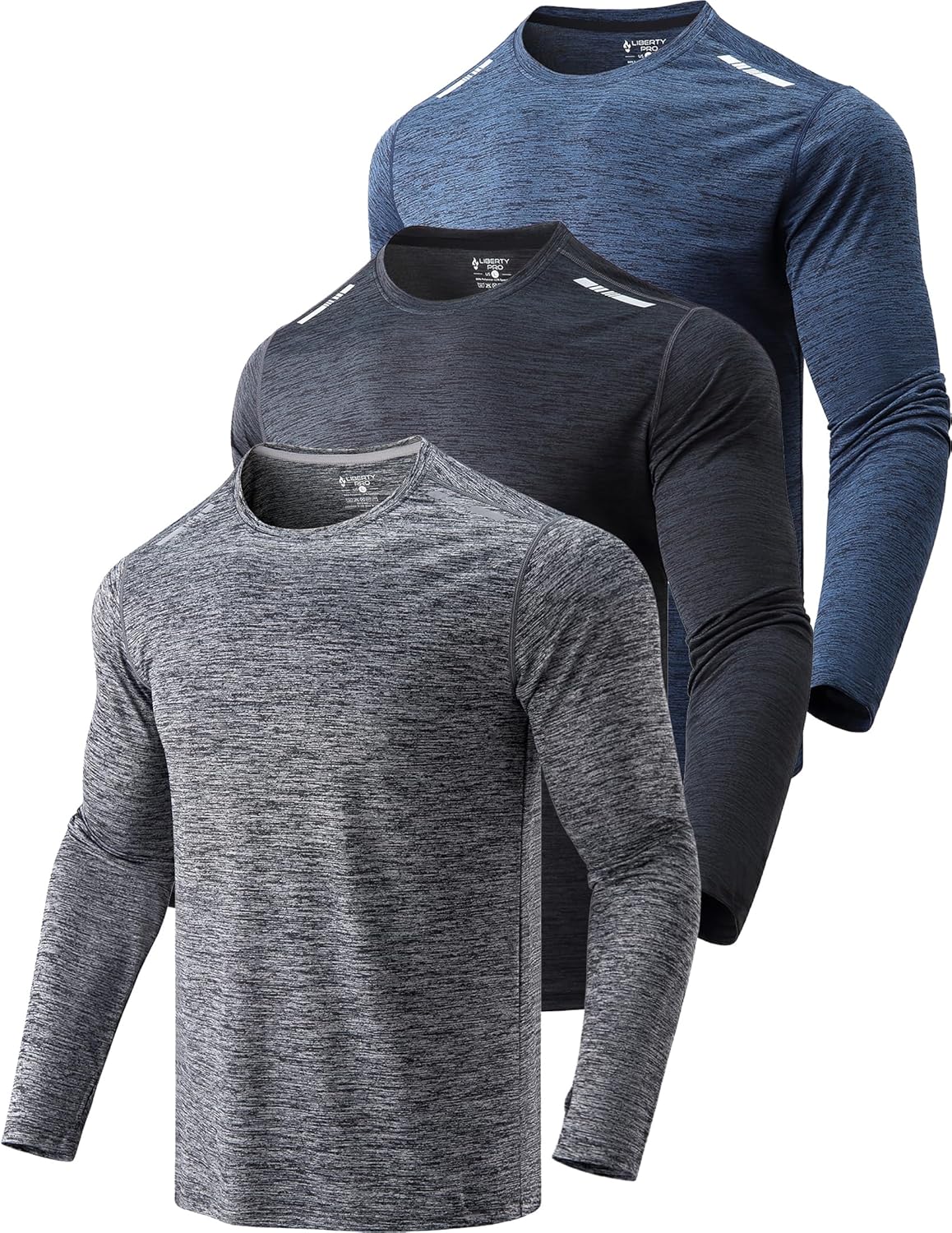 Skiennix Men's Dry Fit Long Sleeve T-Shirts - Lightweight Athletic Performance Tops | 3 Pack for Hiking