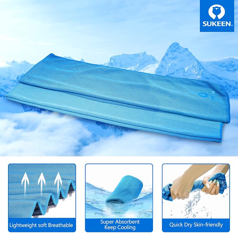 Sukeen Cooling Towel 40x12 in with Colorful Variants - Chilly Sports Towel for Yoga, Golf, Gym, Running