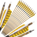 ZSHJGJR 30” Carbon Arrows Hunting Arrows with 4” Turkey Feather Removable Tips Archery Targeting Practice Arrows 500 Spine for Compound & Recurve & Traditional Bow 6/12pcs (12, Yellow & White)
