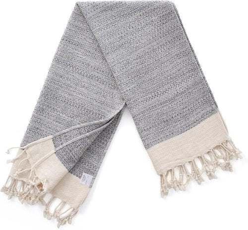 BAY LAUREL Turkish Hand Towels - Soft & Absorbent Decorative Set of 2 | Boho Gray 15x26 Inches for Bathroom, Gym & Spa