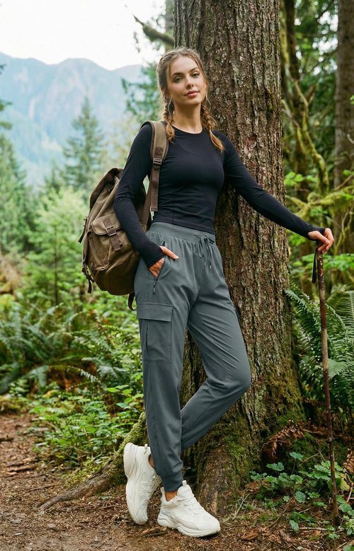 Libin Women's Cargo Joggers - Lightweight Quick-Dry Hiking Pants for Casual Travel & Comfort