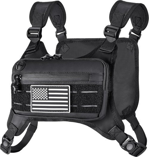 Mozeto Running Vest for Men - Reflective & Water Resistant Chest Pack | Lightweight Sports Phone Holder