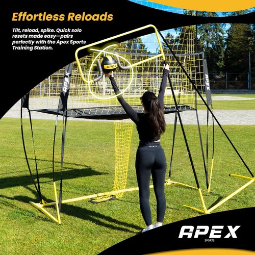 Apex Sports Volleyball Spike Trainer - Adjustable Solo Practice Station for Hitting & Spiking - Durable 25lb Base, Indoor/Outdoor Use