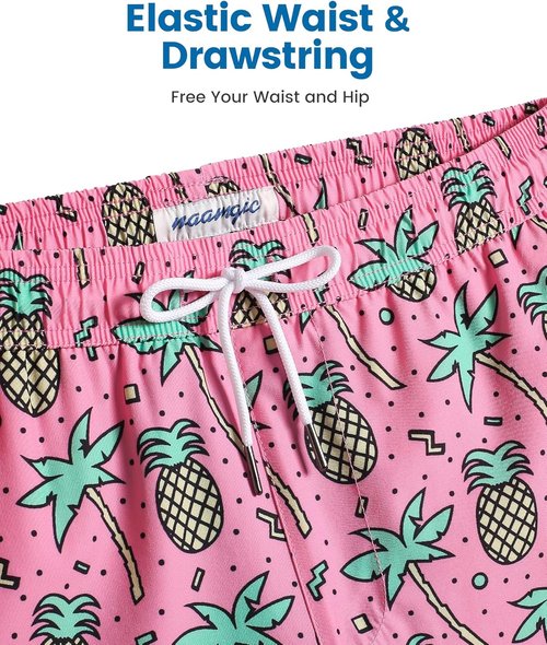 Maamgic Men's Swim Trunks - 2 in 1 Board Shorts with 7-Inch Inseam | Quick-Dry Swim Suits