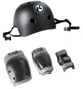 Kryptonics 4-in-1 Youth Protective Gear Set with Helmet – Complete Safety Kit for Skateboarding, Biking, and Rollerblading in Stylish Black – Ideal for Kids and Teens