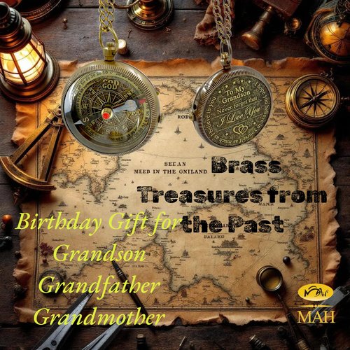 Gifts for Grandson Brass Handmade Compass Gift by Grandfather Gift Idea by Grandpa Grandma Memory Present to My Grandson Birthday Baptism Confirmation Love Christmas Tree Best Graduation Gifts