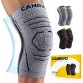 CAMBIVO Knee Brace for Women & Men, 2 Pack Lightweight Latex Free Knee Compression Sleeves with Side Stabilizers for Knee Pain Relief, Running, Walking, Workout & Daily Support (Gray, Large)