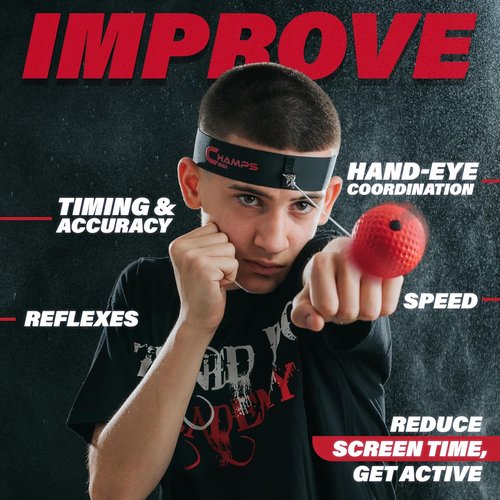 Champs MMA Boxing Training Bundle - Reflex Ball Set with Punch Counter App & Kids Punching Bag | Enhance Speed, Agility & Coordination for All Ages