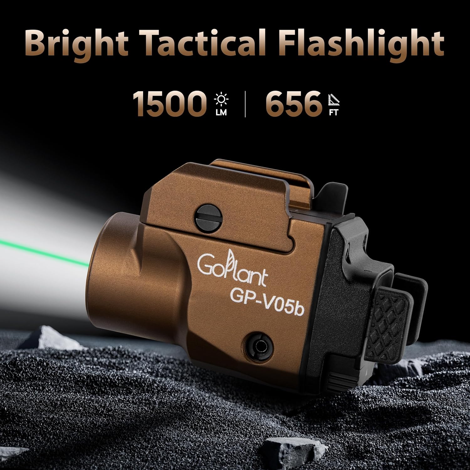 Skiennix 1500 Lumens Tactical Pistol Flashlight - Compact Aircraft-Grade Aluminum with Green Laser Combo