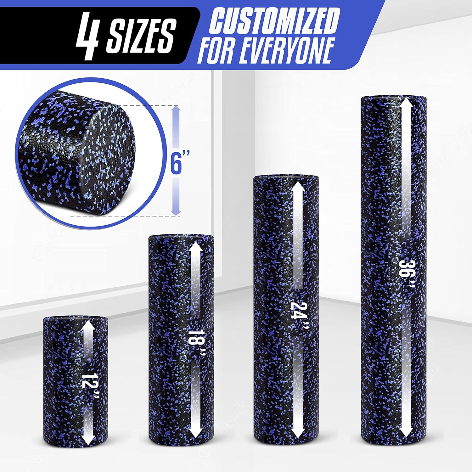 Yes4All High-Density EPP Foam Roller - Ideal for Yoga, Pilates & Stretching | Available in 12, 18, 24, 36 Inch