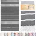 Premium Turkish Beach Towel - 100% Cotton, Quick Dry, Oversized 35”x 67” - Sand Free, Ideal for Travel & Pool - Black